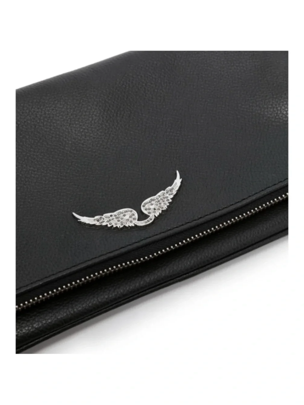 Zadig & Voltaire Black Leather Chain Crossbody with Silver Wing Emblem - Picture 4 of 15